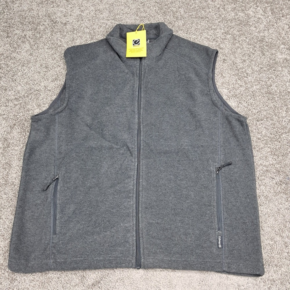 Edwards Garment Mens Grey Fleece Full Zip Vest XL 3455-009‎ NWT